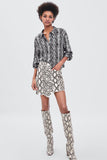 SNAKESKIN PRINT CROPPED SHIRT