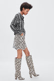 SNAKESKIN PRINT CROPPED SHIRT
