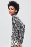 SNAKESKIN PRINT CROPPED SHIRT