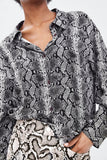 SNAKESKIN PRINT CROPPED SHIRT