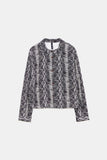 SNAKESKIN PRINT CROPPED SHIRT