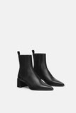 LEATHER HIGH-HEEL ANKLE BOOTS
