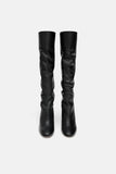 HIGH-HEEL LEATHER BOOTS