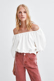 WIDE-LEG, HI-RISE COLOURED JEANS