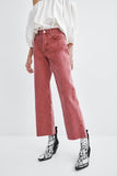 WIDE-LEG, HI-RISE COLOURED JEANS