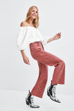 WIDE-LEG, HI-RISE COLOURED JEANS