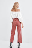 WIDE-LEG, HI-RISE COLOURED JEANS