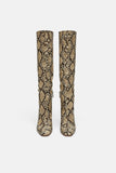 SNAKESKIN PRINT HEELED BOOTS