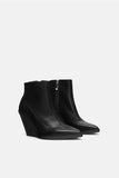 LEATHER WEDGE ANKLE BOOTS