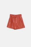 FAUX LEATHER BERMUDA SHORTS